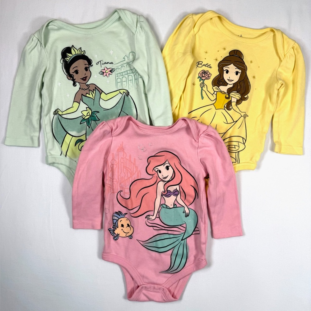 DISNEY BABY Baby Princess Long Sleeve Bodysuit Set‎ Size 6-9M Storybook Cute